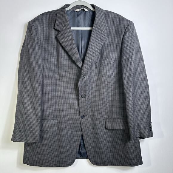 Linea Uomo Men’s Blazer Jacket 46R Wool Blend Black Gray Micro Check Sport Coat - Picture 1 of 9